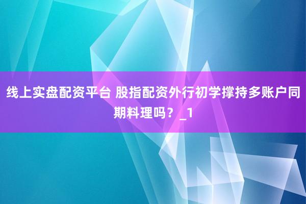 线上实盘配资平台 股指配资外行初学撑持多账户同期料理吗？_1